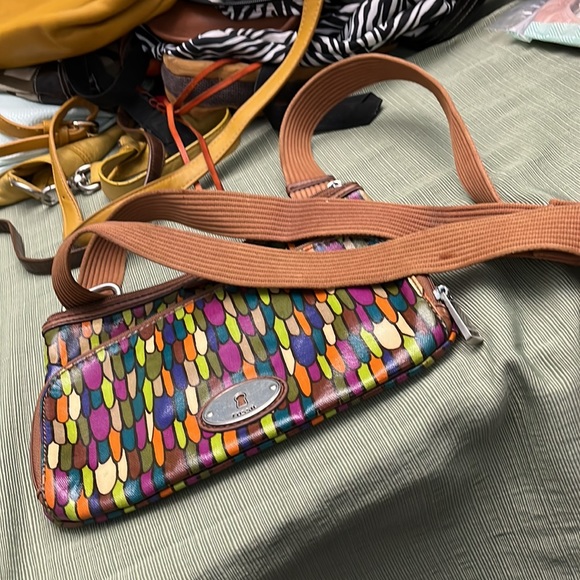 Vintage FOSSIL KEY.PER leather and canvas laminated cross body bag. - Picture 2 of 9